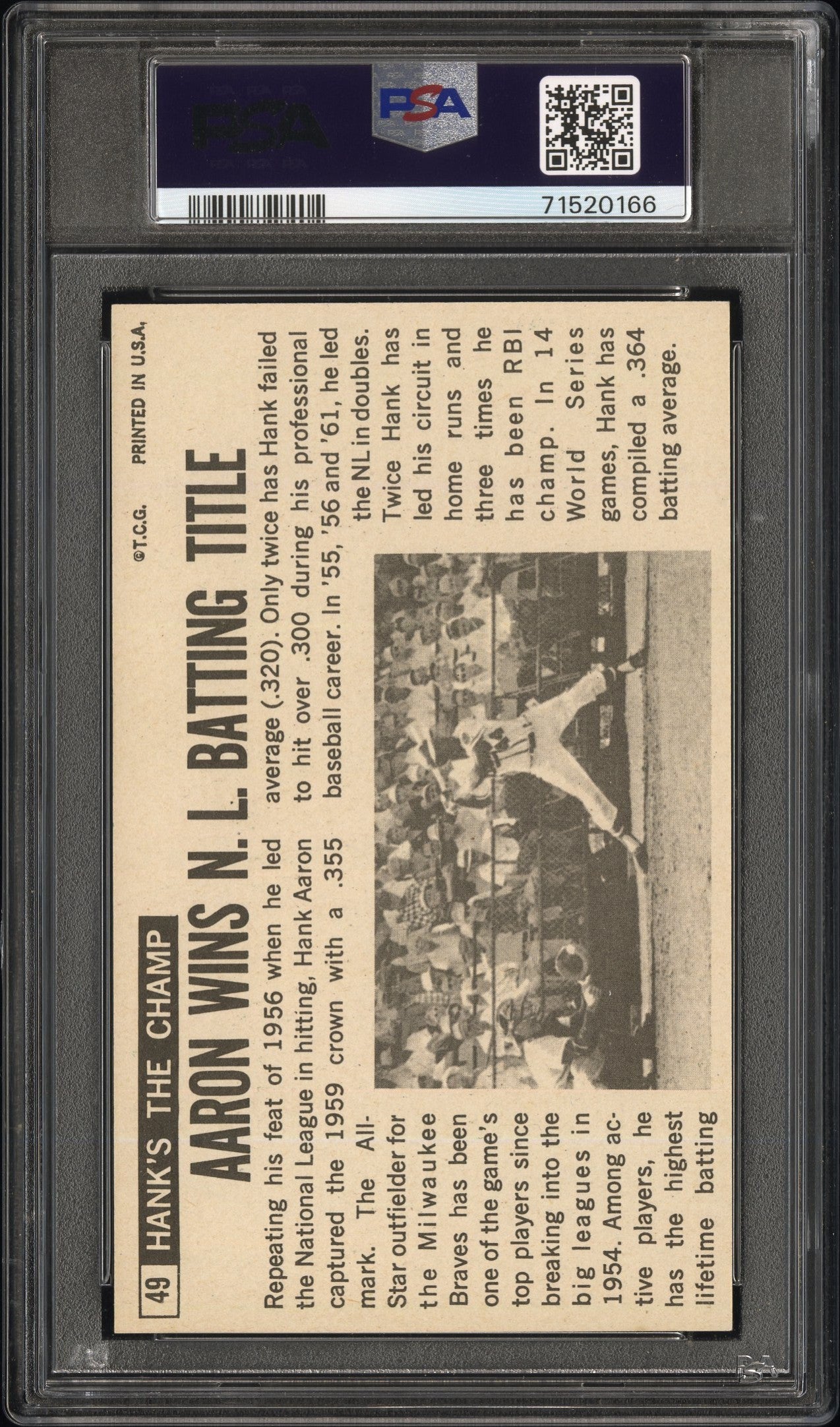 1964 Topps Giants Hank Aaron #49 PSA 8