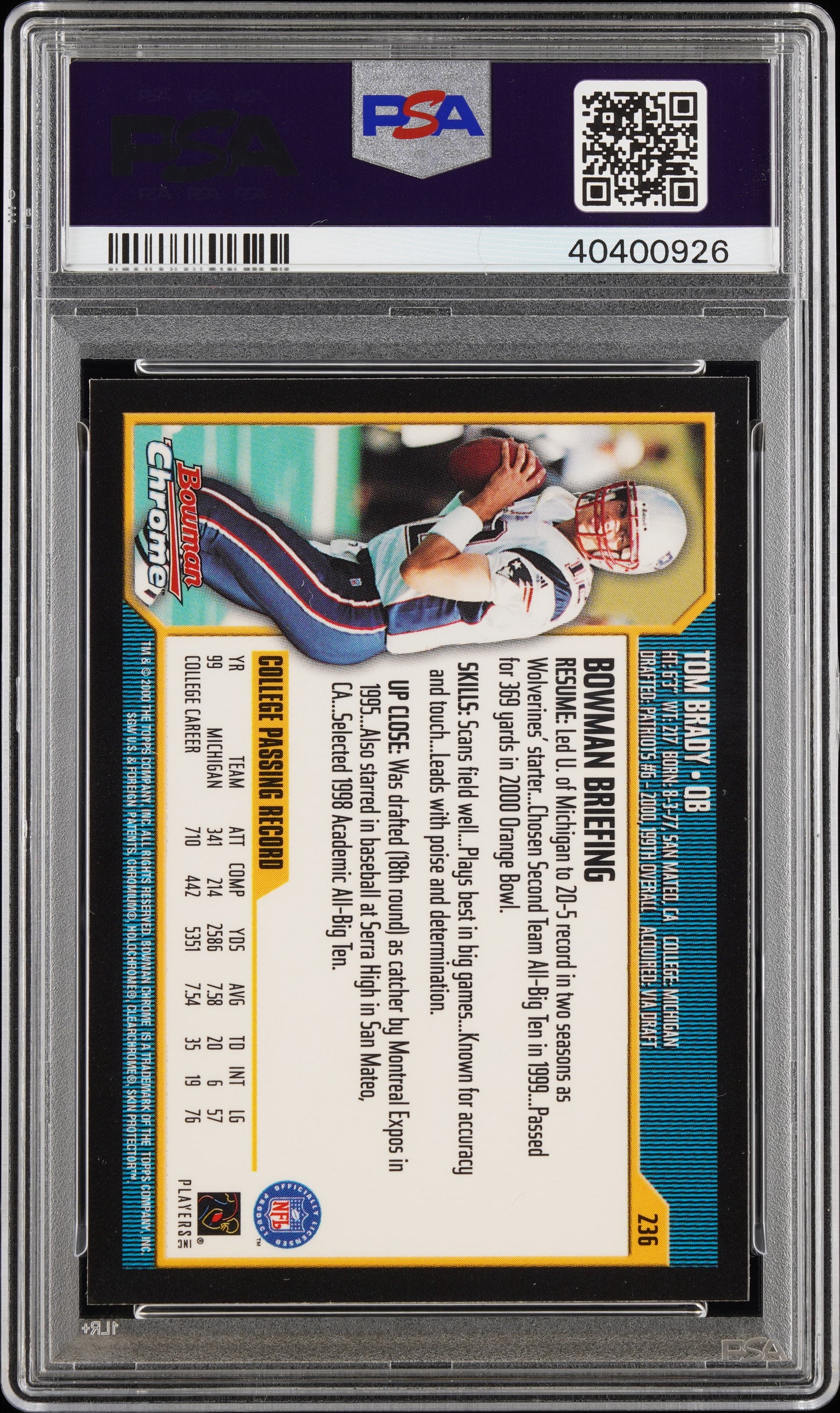 2000 Bowman Chrome Tom Brady #236 PSA 10