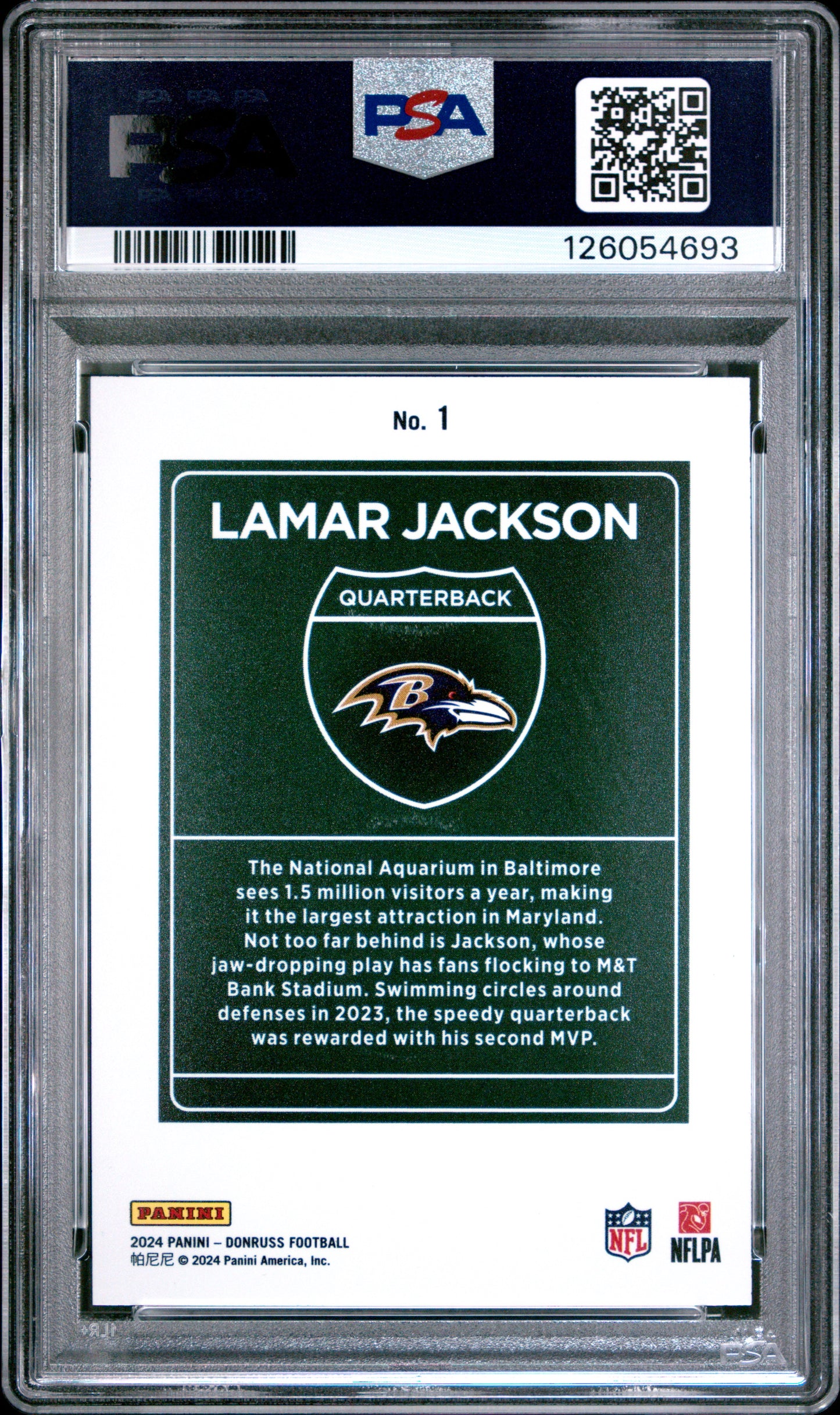 2024 Panini Donruss Downtown! Lamar Jackson #1 PSA 9