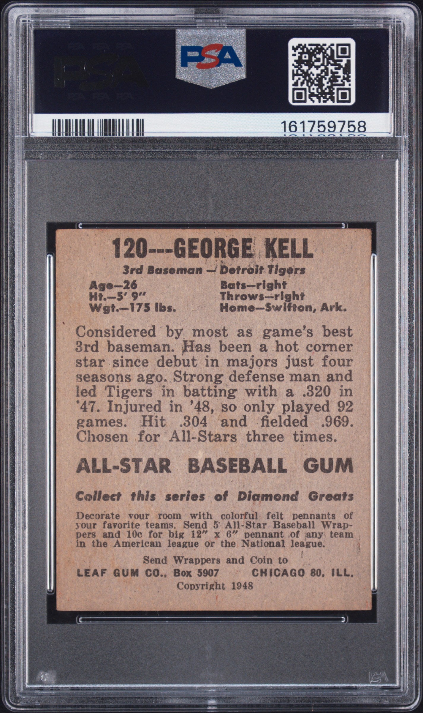 1948 Leaf George Kell #120 PSA 4