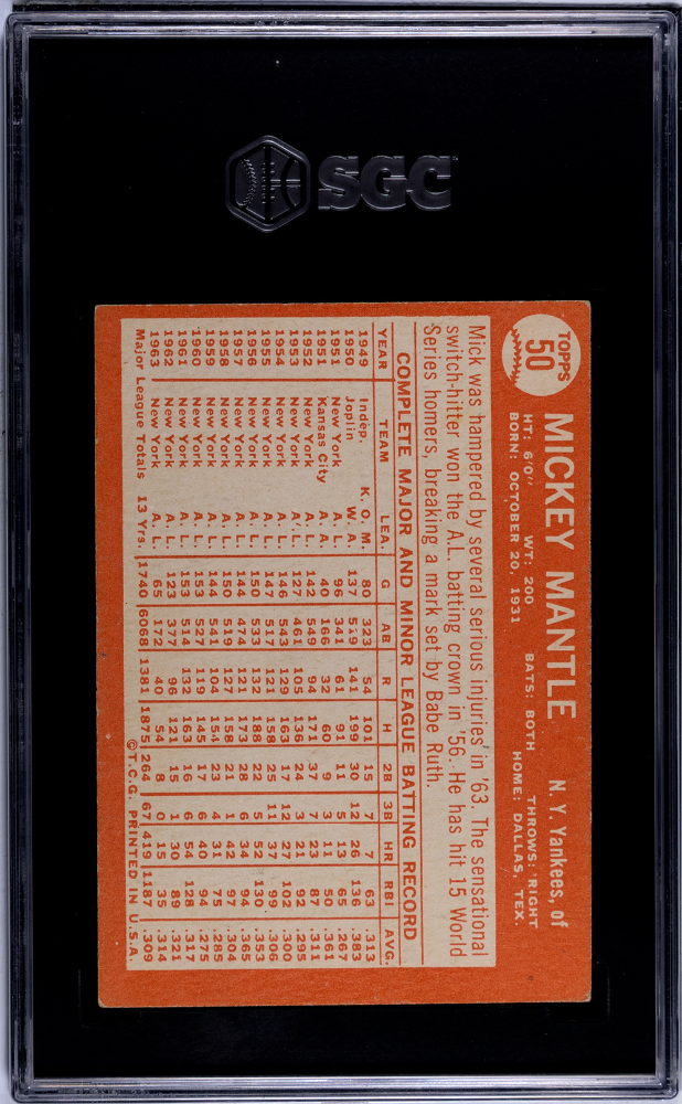 1964 Topps Mickey Mantle #50 SGC 4