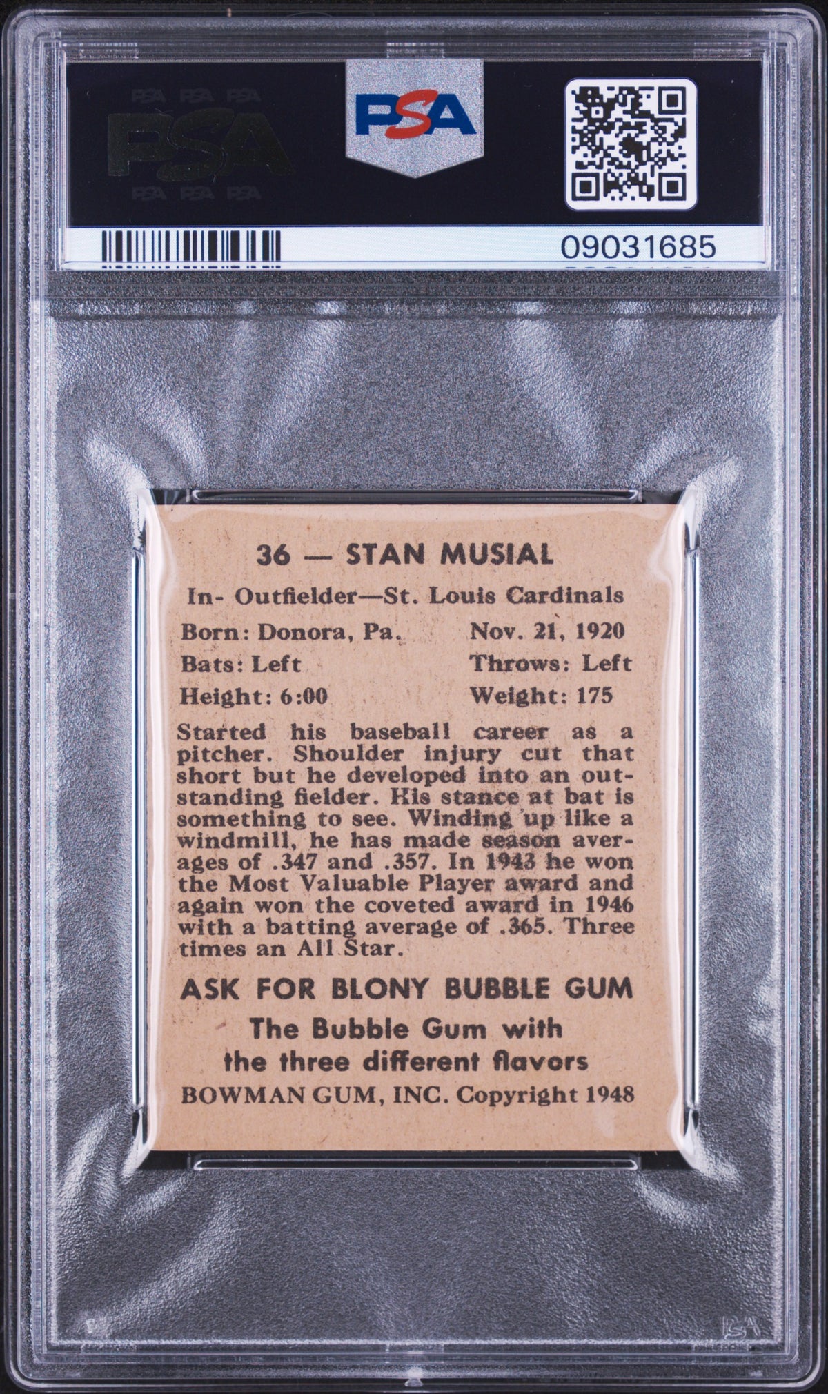 1948 Bowman Stan Musial #36 PSA 8