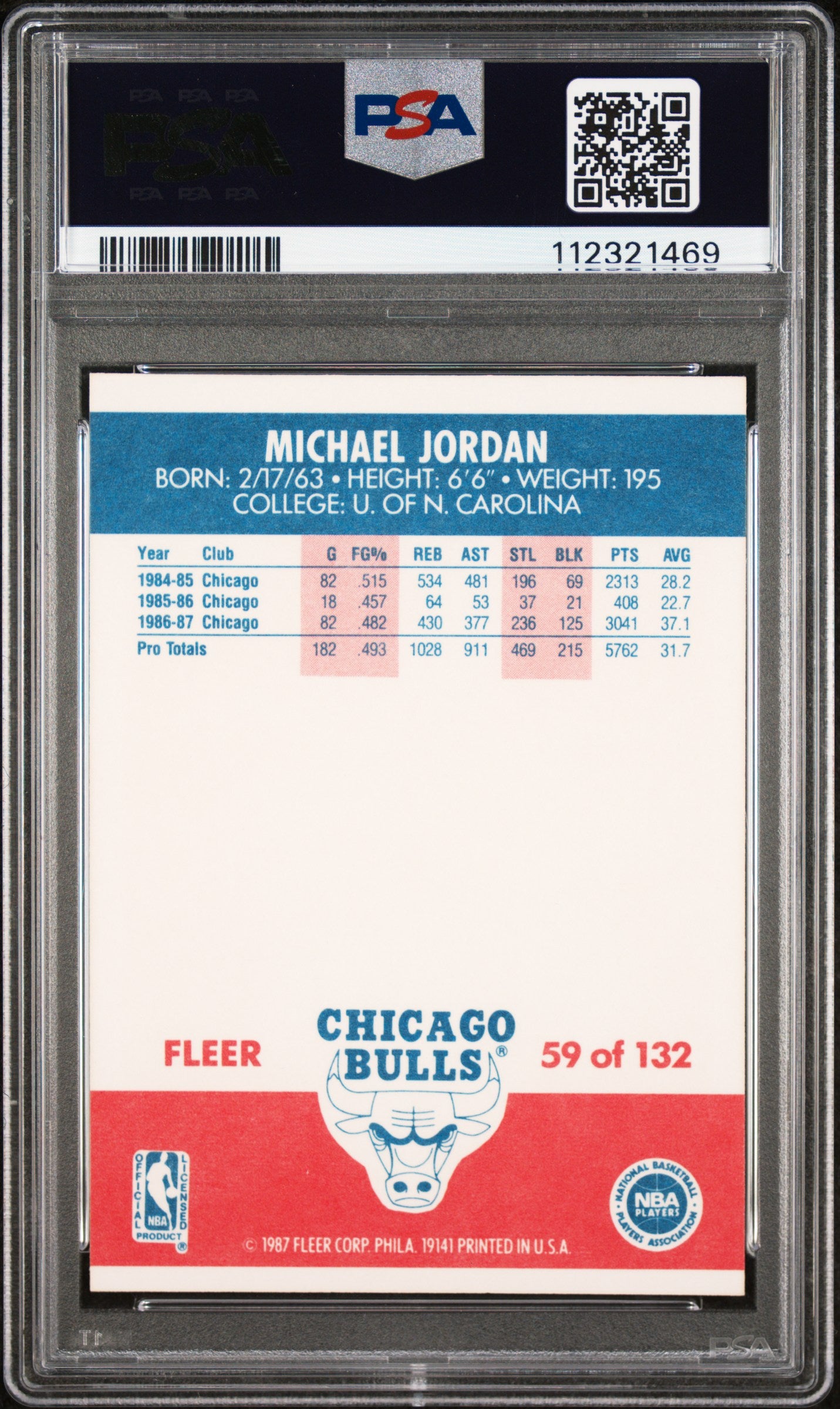 1987 Fleer Michael Jordan #59 PSA 8