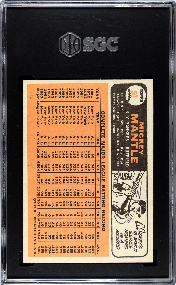 1966 Topps Mickey Mantle #50 SGC 6.5