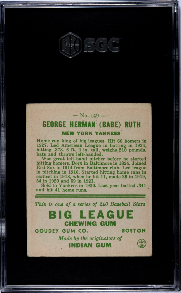 1933 Goudey Babe Ruth #149 SGC 5