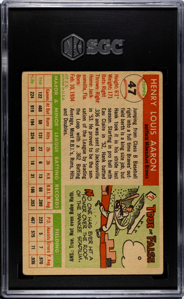 1955 Topps Hank Aaron #47 SGC 4