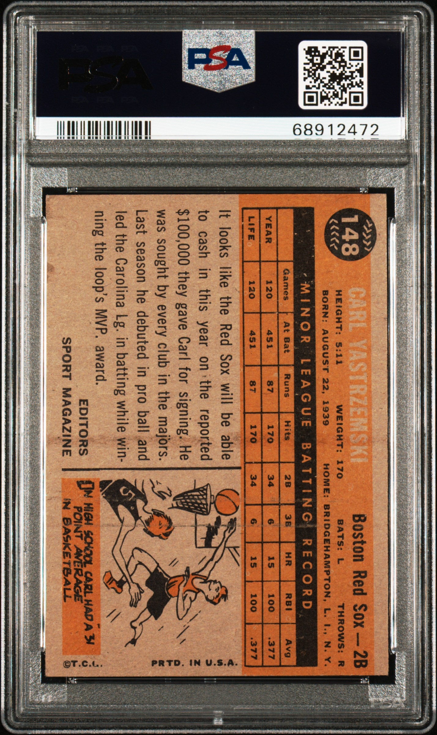 1960 Topps Carl Yastrzemski #148 Rookie Star PSA 5