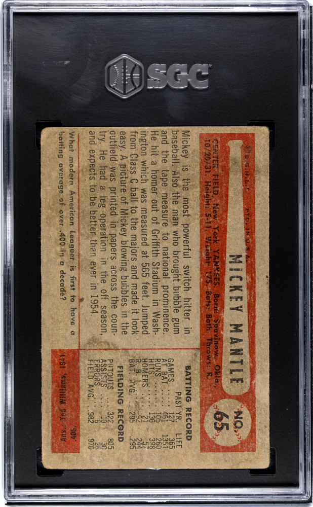 1954 Bowman Mickey Mantle #65 SGC 1