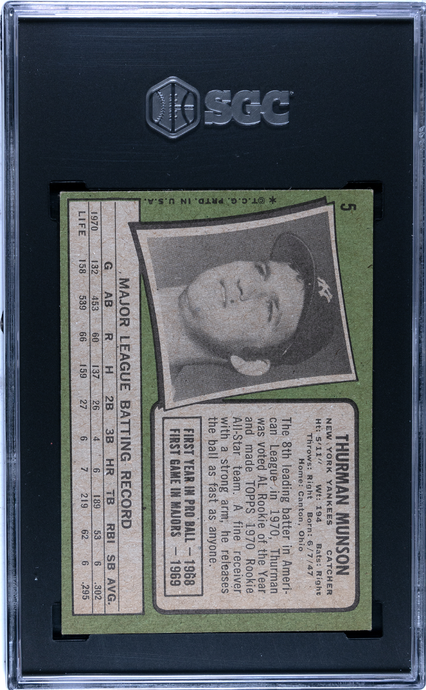 1971 Topps Thurman Munson #5 SGC 4