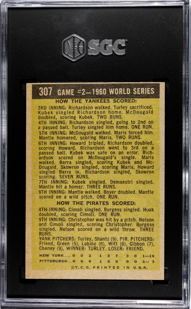 1961 Topps World Series Game #2 #307 SGC 7