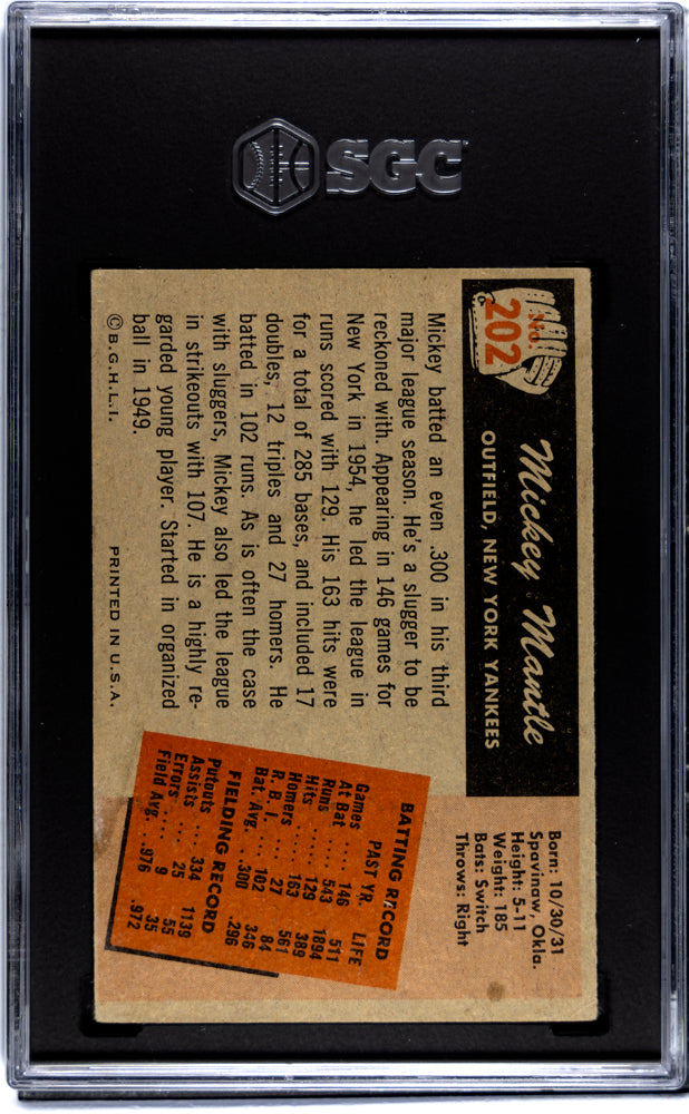 1955 Bowman Mickey Mantle #202 SGC 3