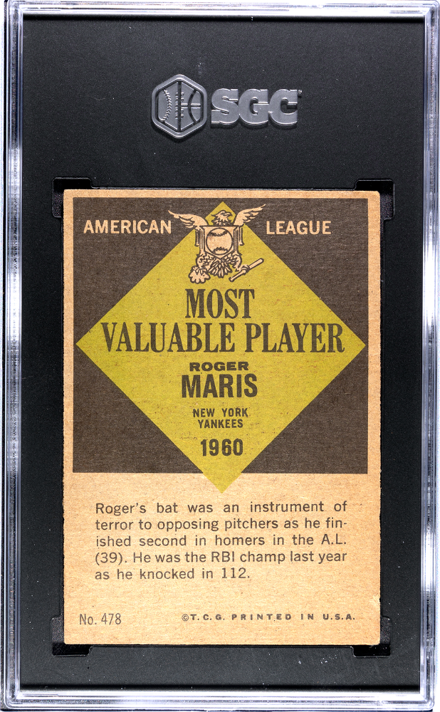 1961 Topps Roger Maris #478 MVP SGC 4