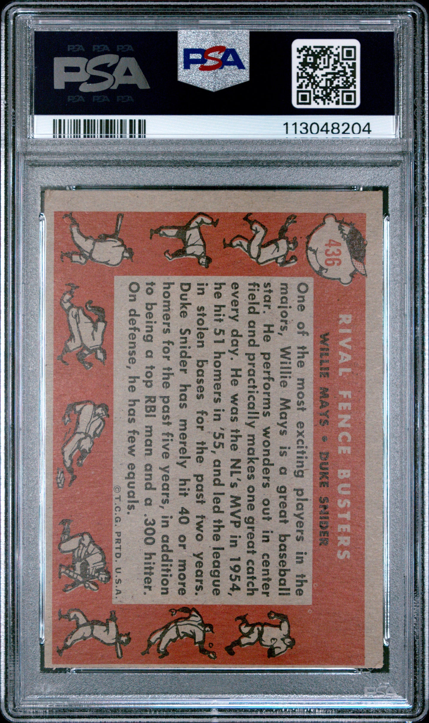 1958 Topps Rival Fence Busters #436 W. Mays D. Snider PSA 4