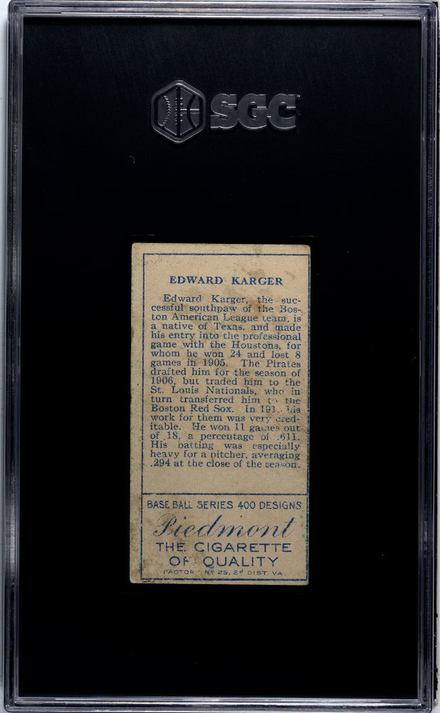1911 Piedmont Cigarettes (T205) Edward Karger SGC 3
