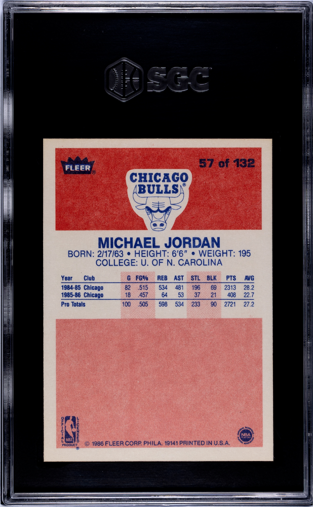 1986 Fleer Michael Jordan #57 SGC 10