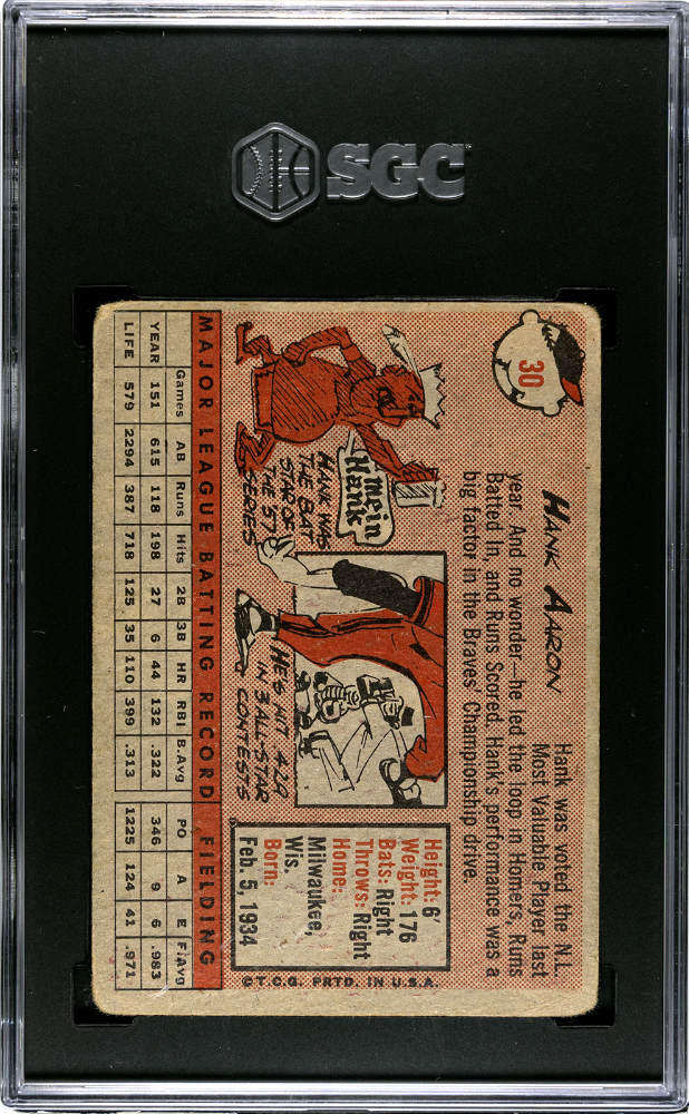 1958 Topps Hank Aaron #30 SGC 1