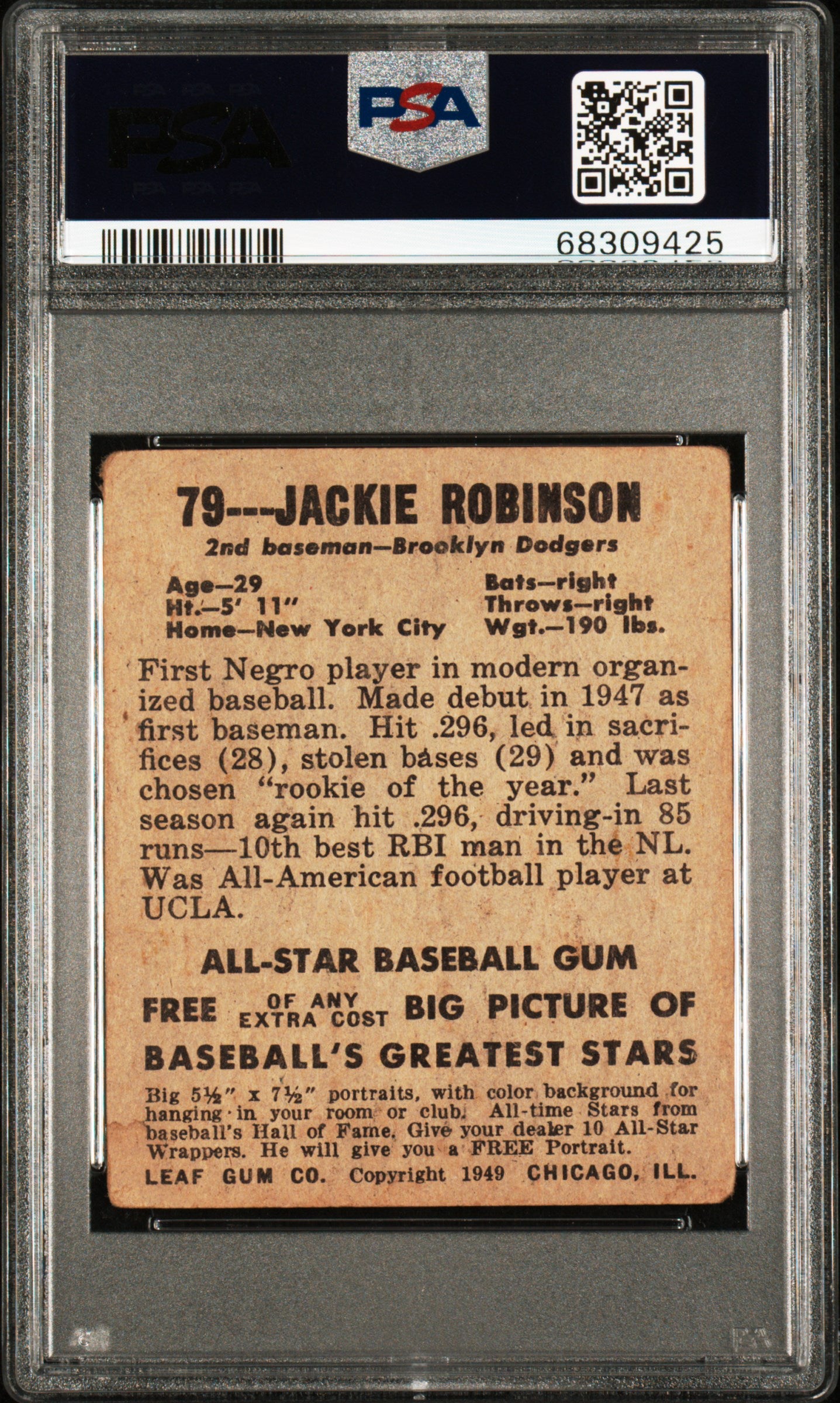 1948 Leaf Jackie Robinson #79 PSA 1