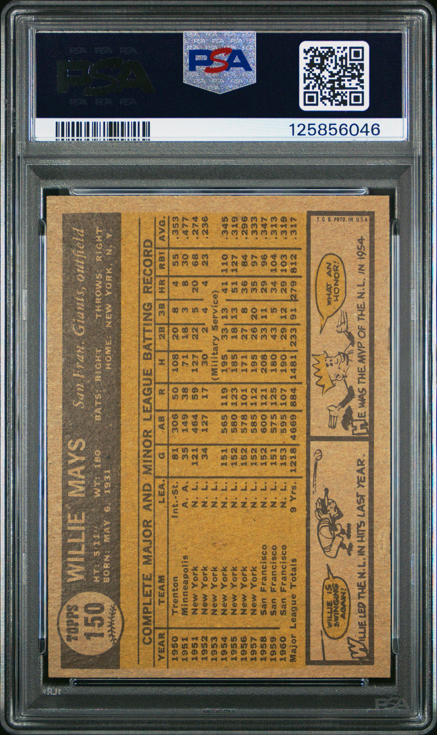1961 Topps Willie Mays #150 PSA 5