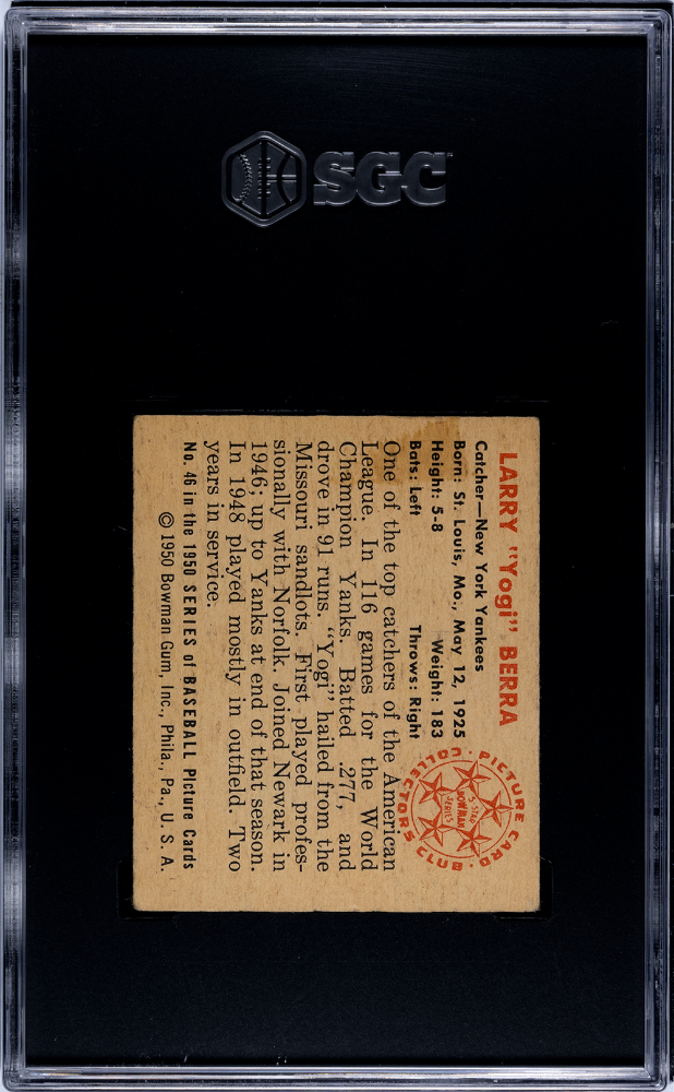 1950 Bowman Yogi Berra #46 SGC 5
