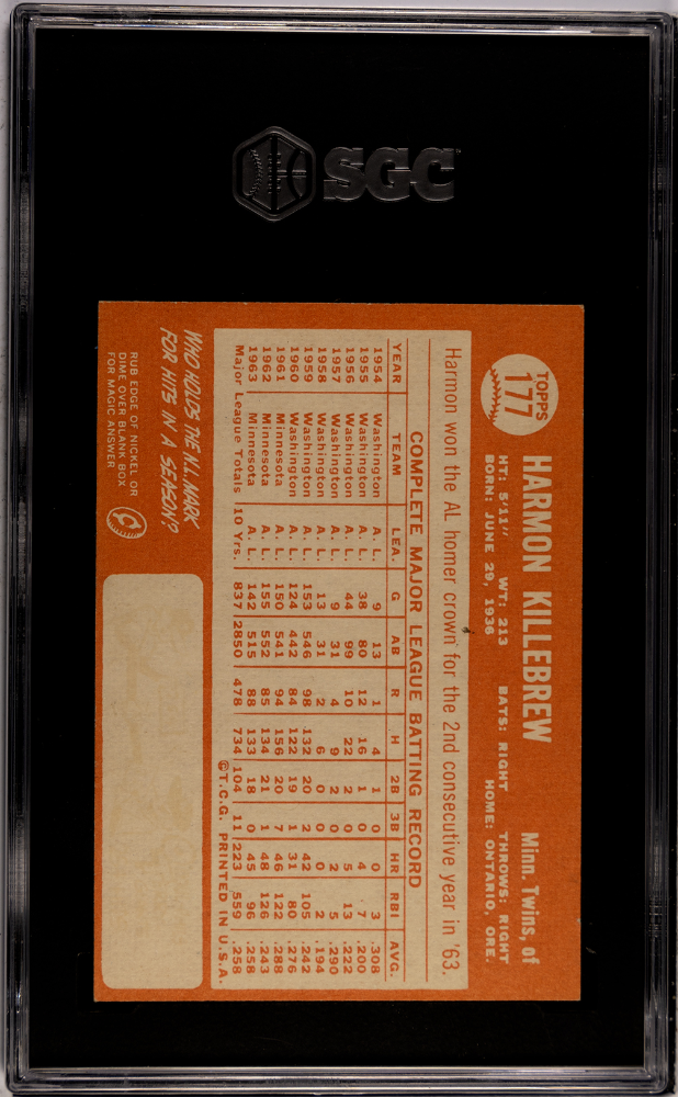 1964 Topps Harmon Killebrew #177 SGC 7