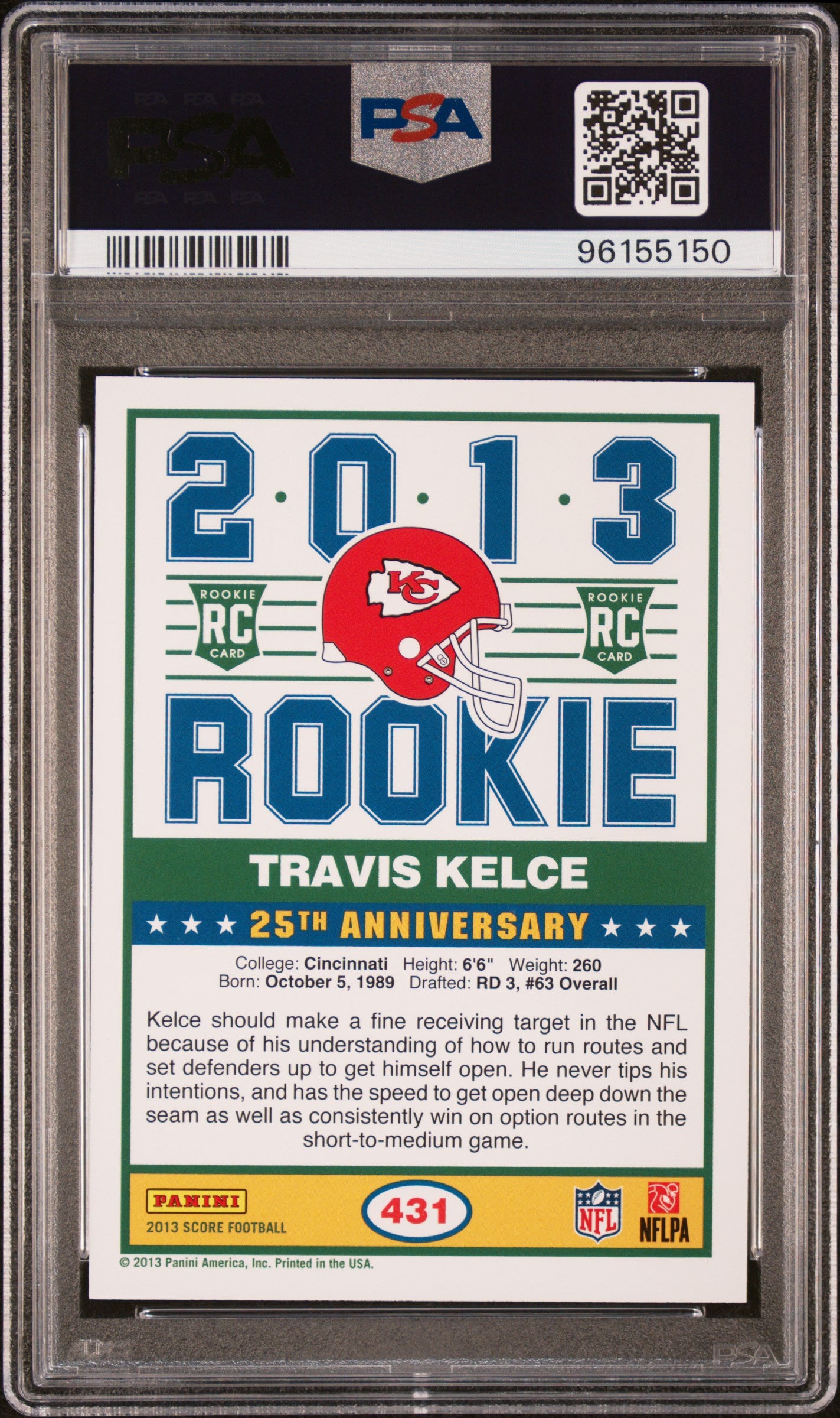2013 Panini Score Travis Kelce #431 PSA 10