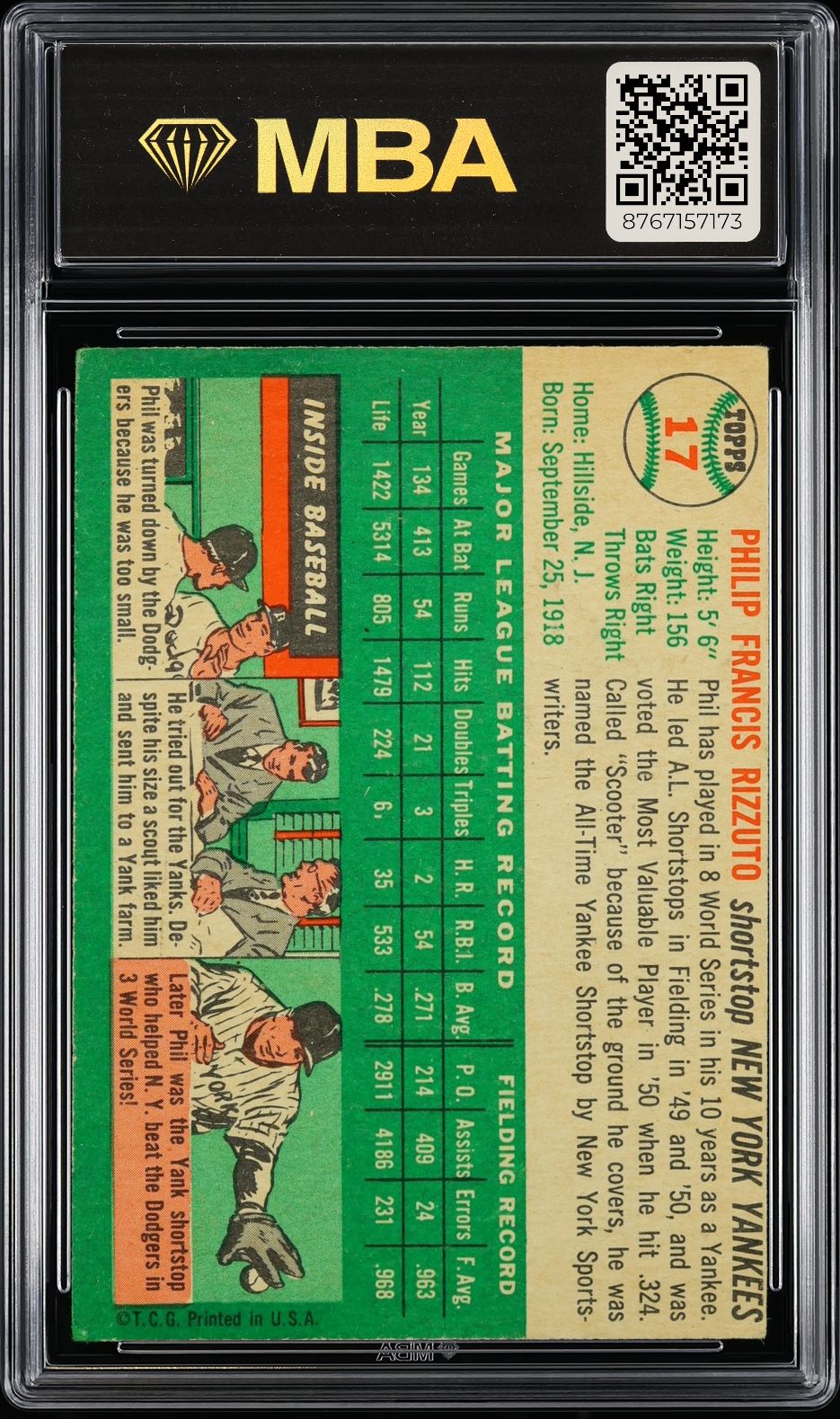 1954 Topps Phil Rizzuto #17 MBA 3
