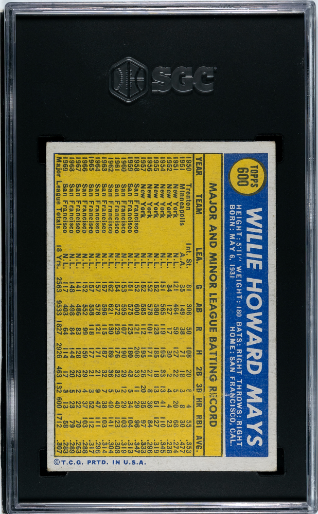 1970 Topps Willie Mays #600 SGC 4.5
