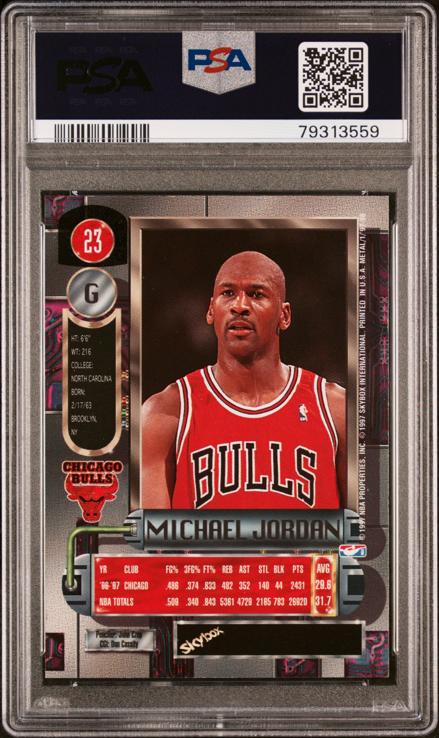1997 Metal Universe Michael Jordan #23 PSA 9