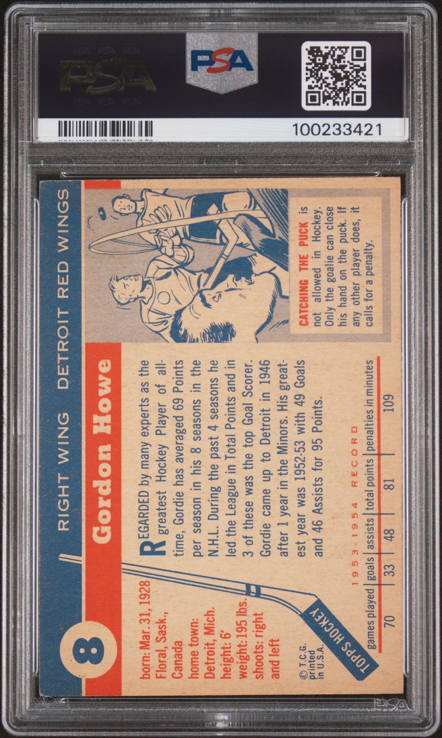 1954 Topps Gordie Howe #8 PSA 4