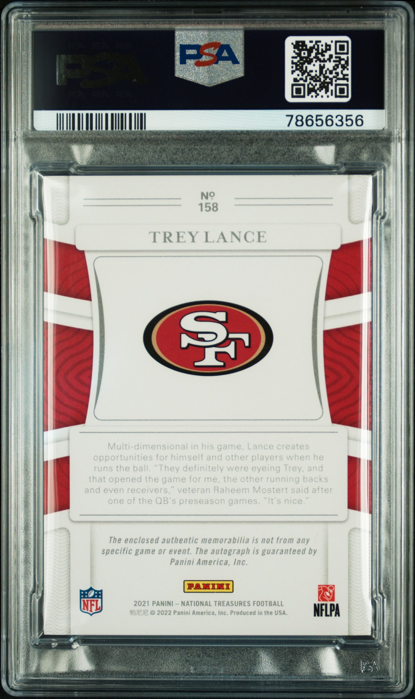 2021 Panini National Treasures Trey Lance #158 Patch Autograph 80/99 PSA 8