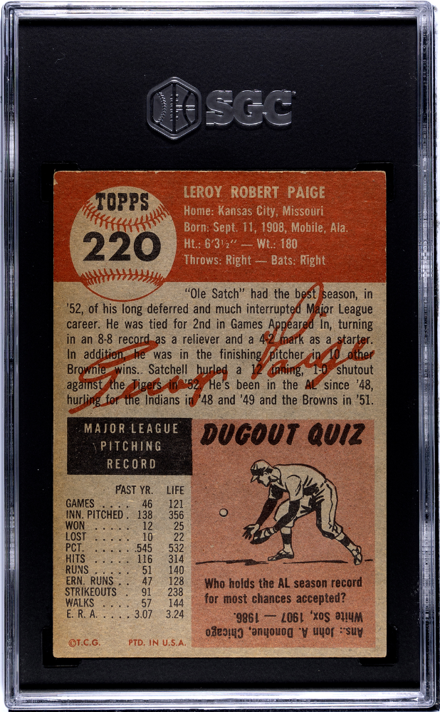 1953 Topps Satchel Paige #220 SGC 4