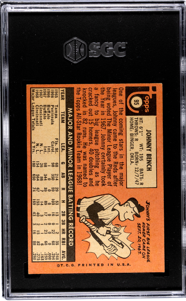 1969 Topps Johnny Bench #95 SGC 4