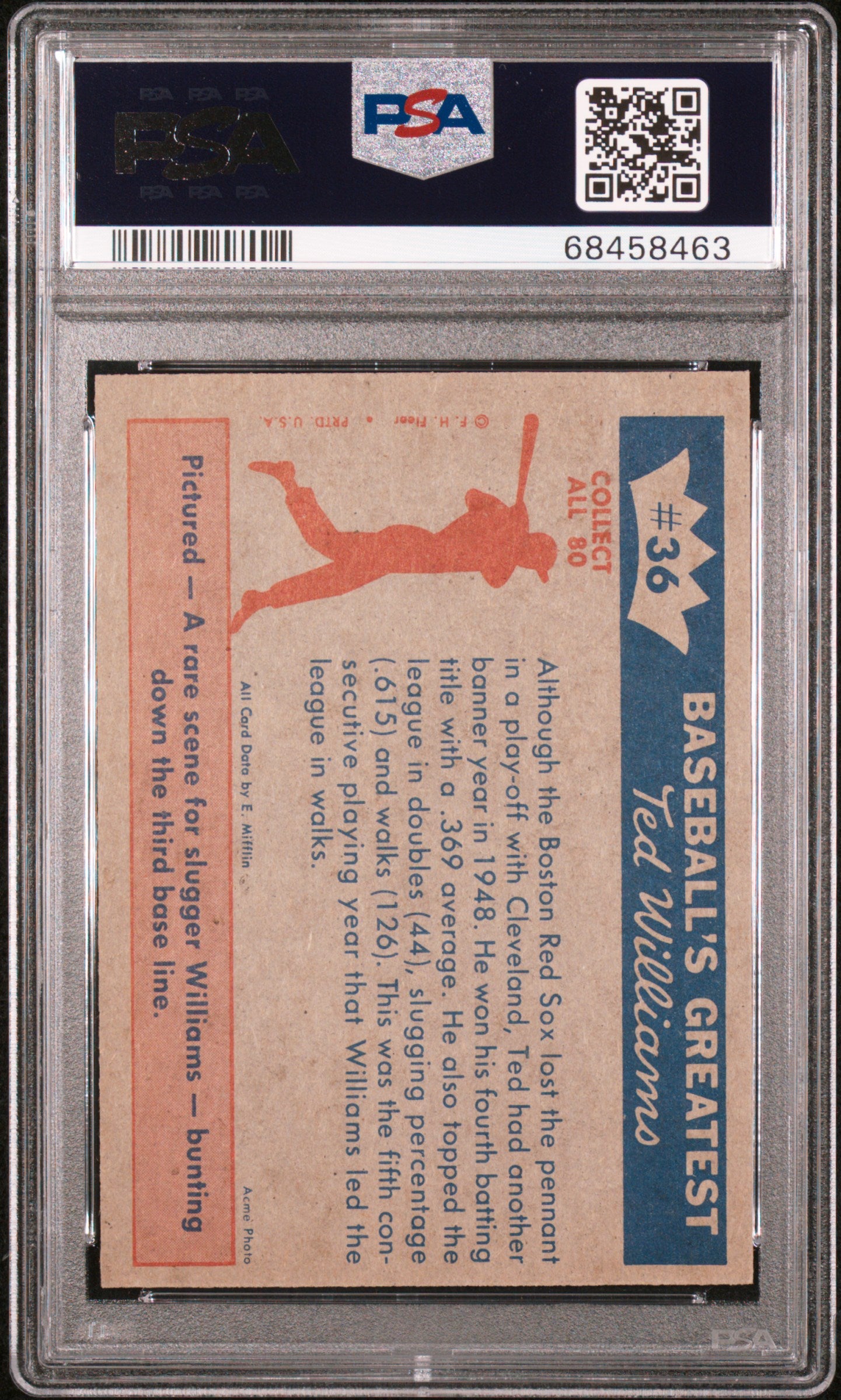 1959 Fleer Ted Williams 1948-Banner Year #36 For PSA 9