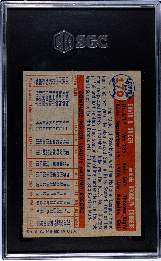 1957 Topps Duke Snider #170 SGC 7