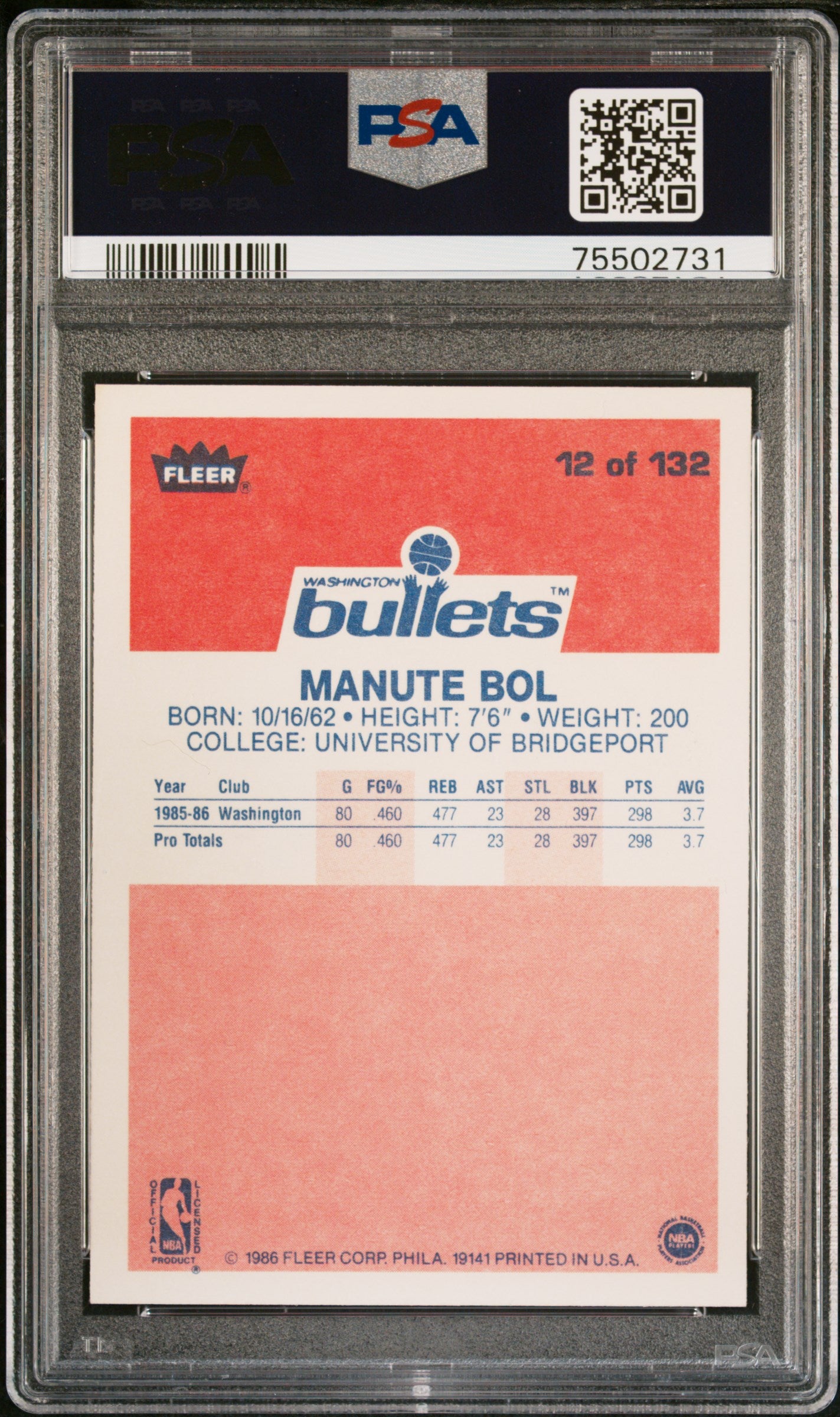 1986 Fleer Manute Bol #12 PSA 9