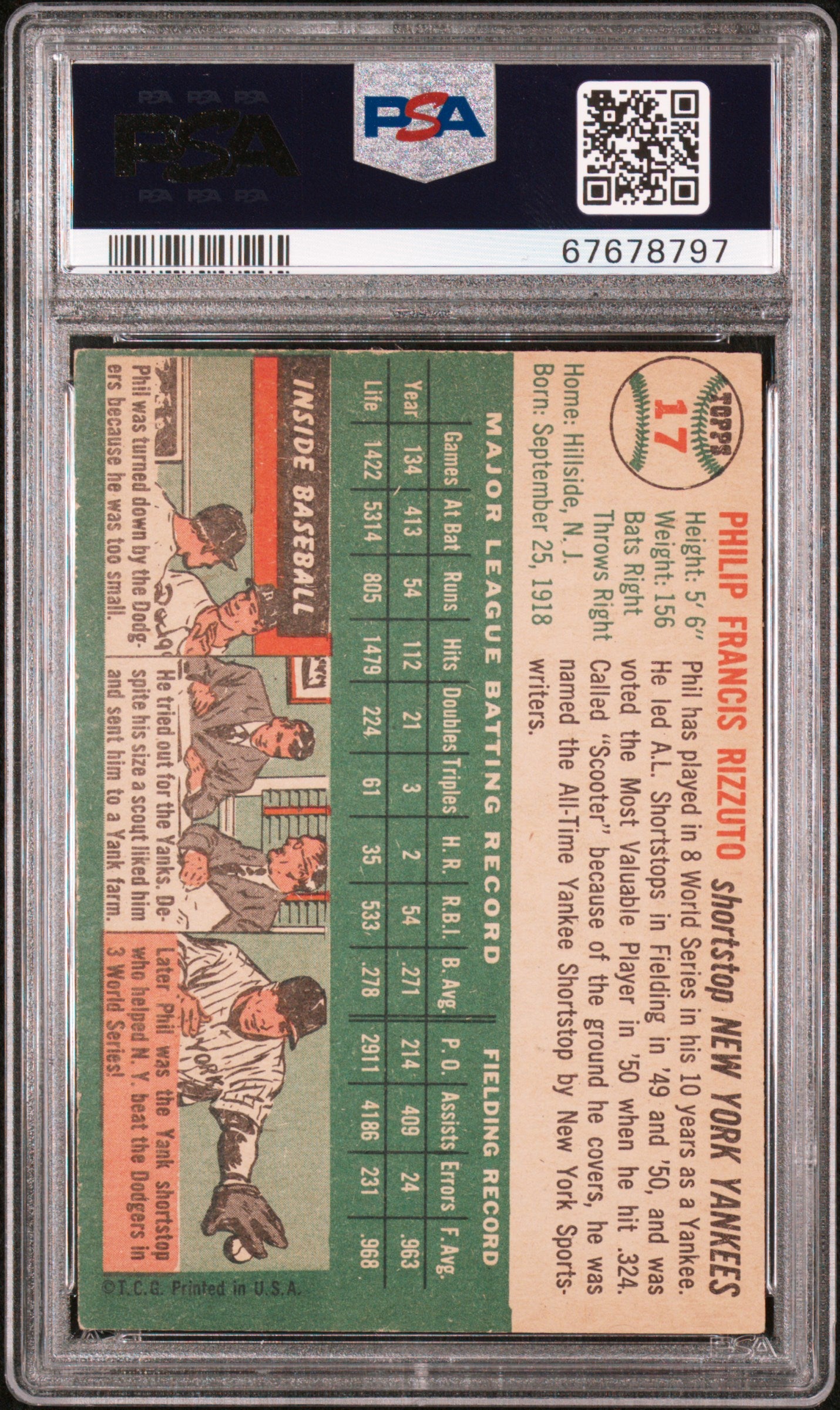 1954 Topps Phil Rizzuto #17 PSA 5