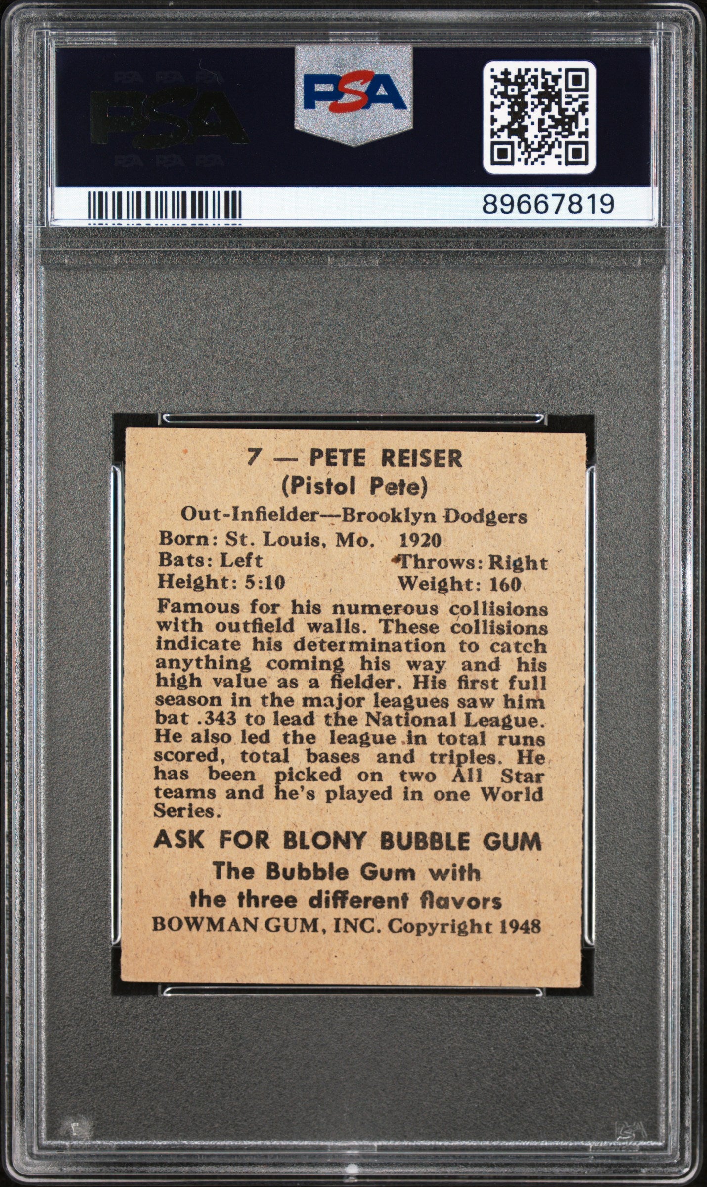 1948 Bowman Pete Reiser #7 PSA 6