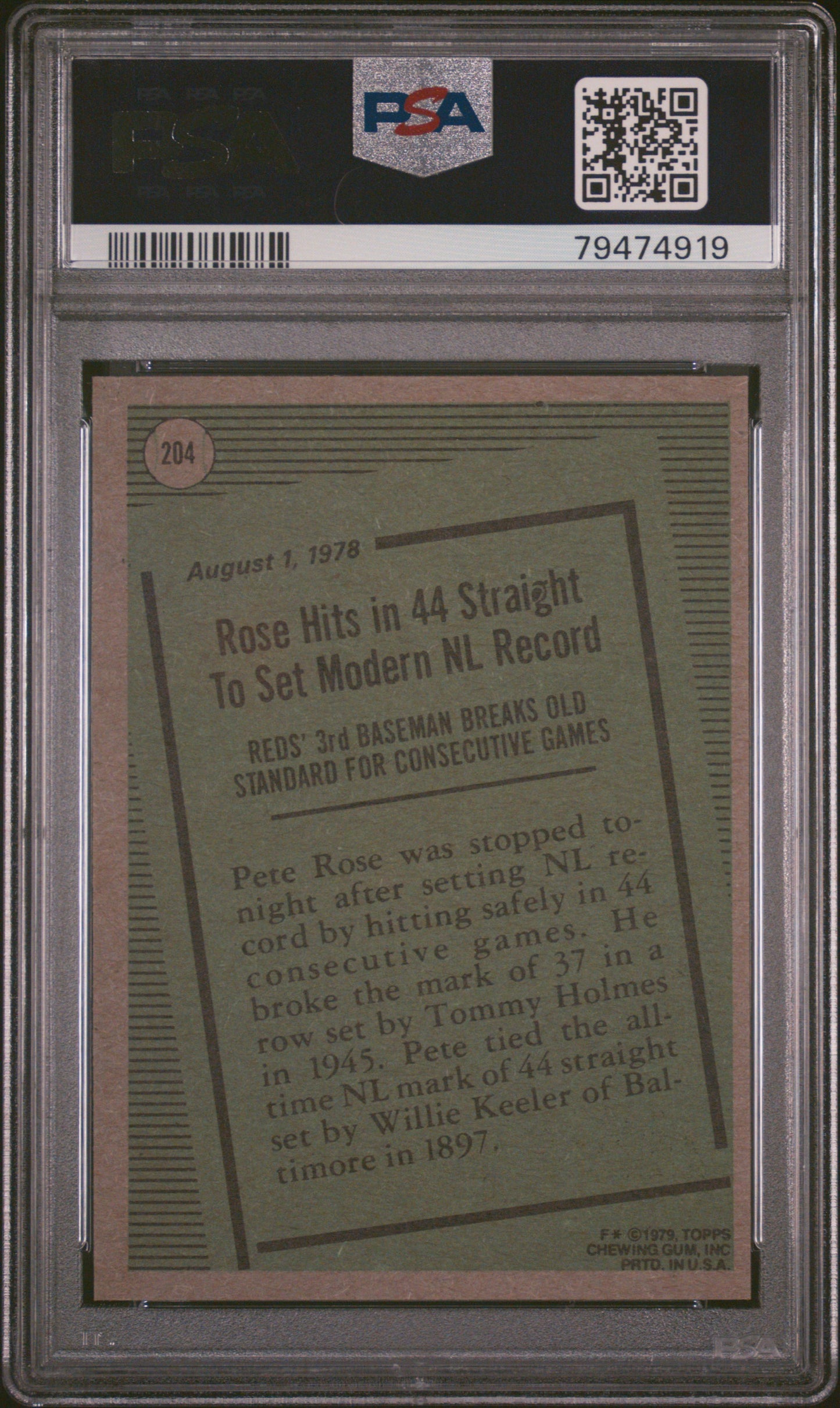 1979 Topps Pete Rose #204 PSA 8