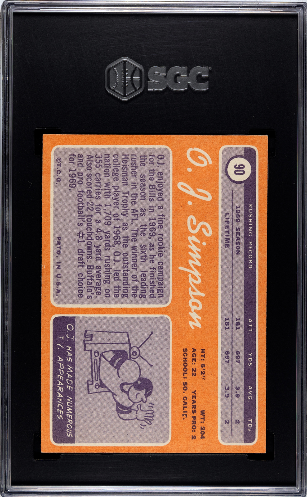 1970 Topps Oj Simpson #90 SGC 5