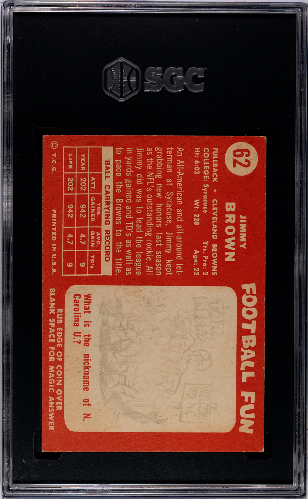 1958 Topps Jimmy Brown #62 SGC 5