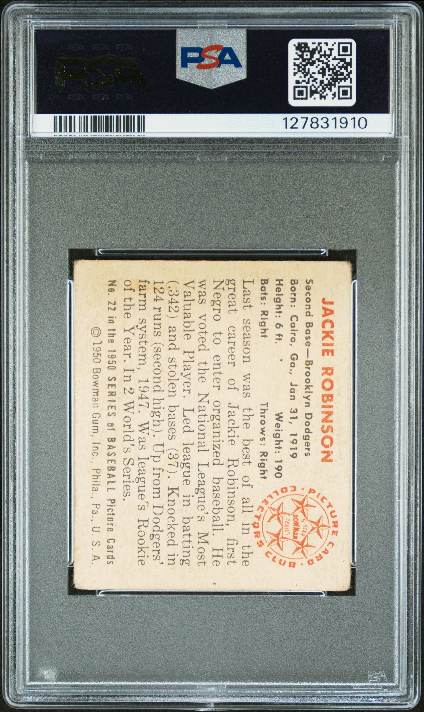 1950 Bowman Jackie Robinson #22 PSA 1.5