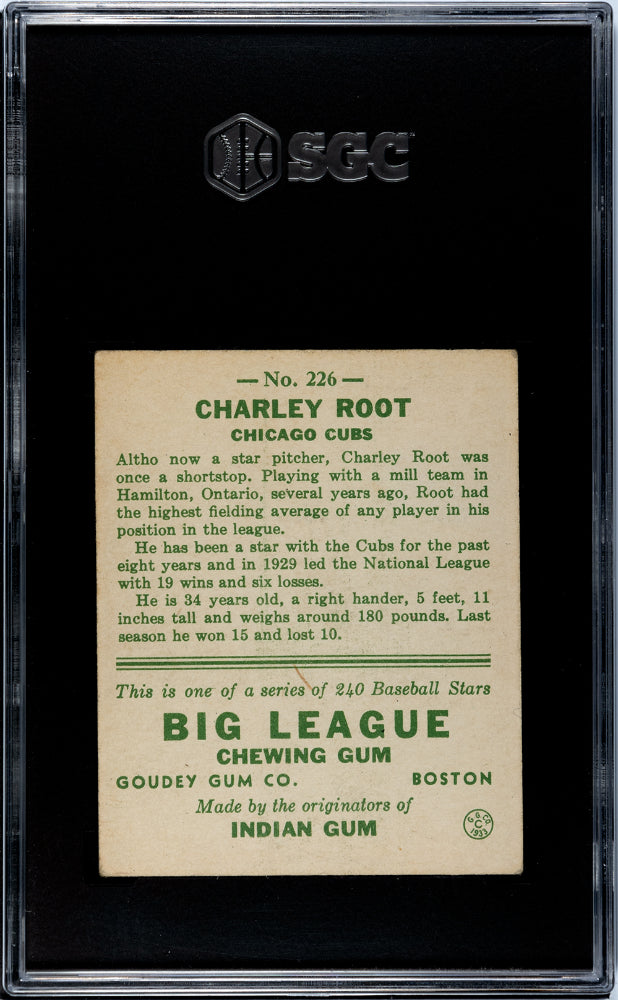 1933 Goudey Charley Root #226 SGC 5