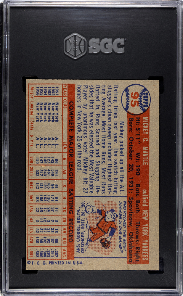 1957 Topps Mickey Mantle #95 SGC 4.5