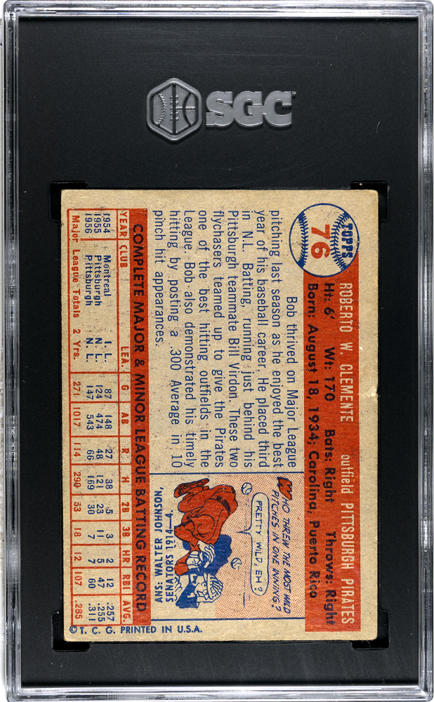 1957 Topps Bob Clemente #76 SGC 2.5
