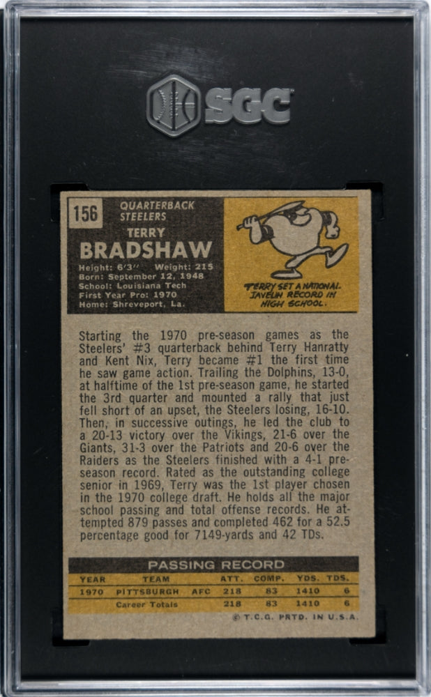 1971 Topps Terry Bradshaw #156 SGC 6