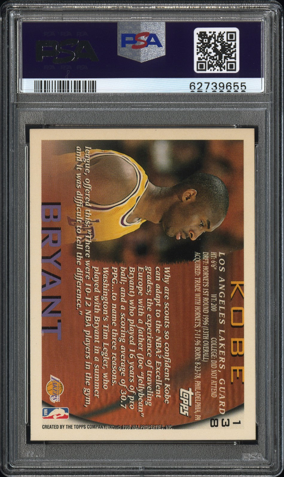 1996 Topps Kobe Bryant #138 PSA 10