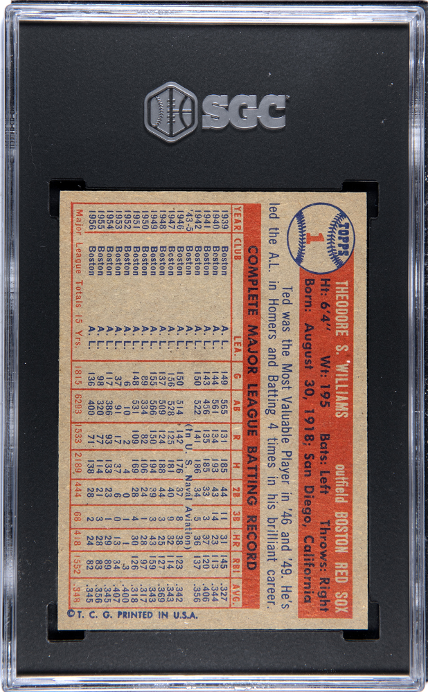 1957 Topps Ted Williams #1 SGC 7