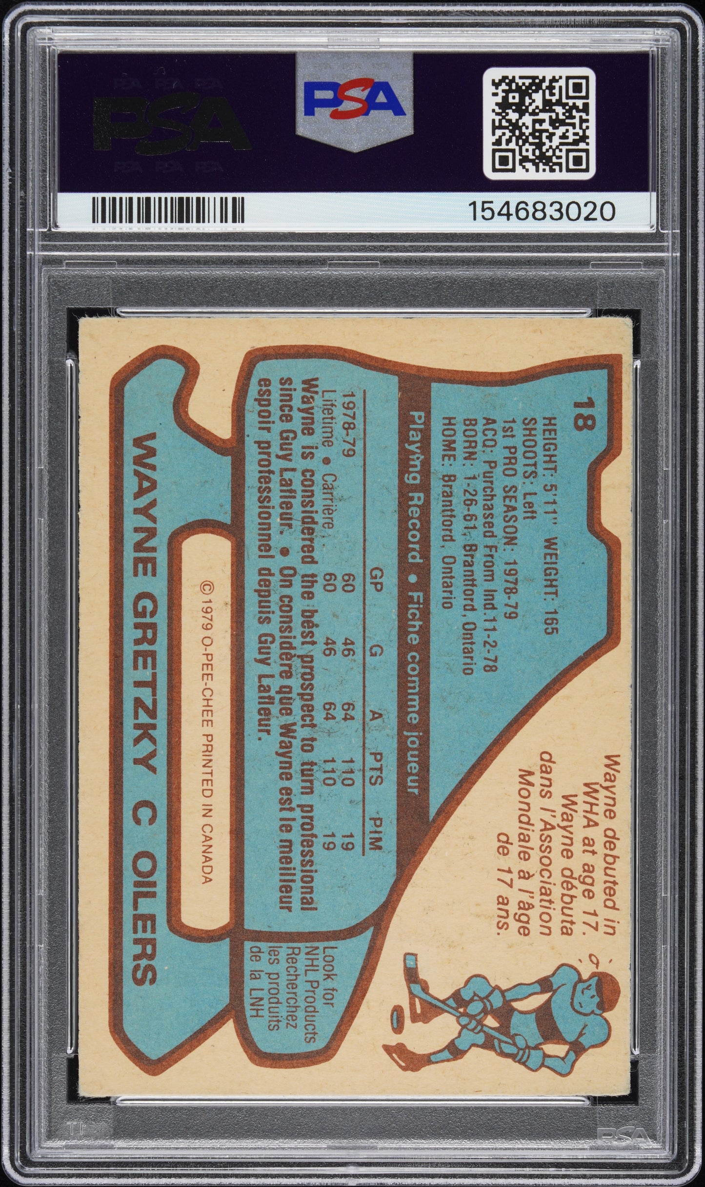 1979 O-Pee-Chee Wayne Gretzky #18 PSA 4 Auto 10
