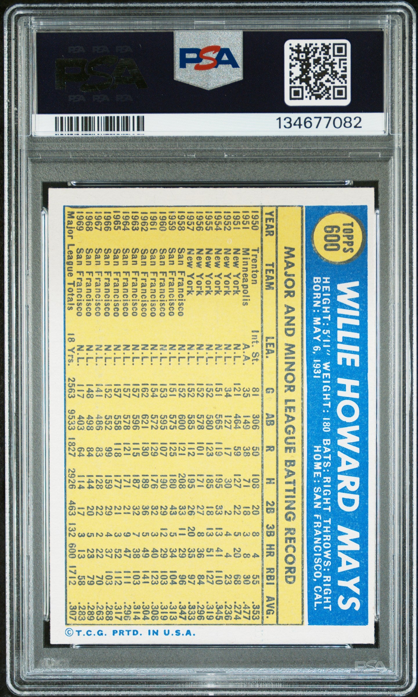 1970 Topps Willie Mays #600 PSA 7