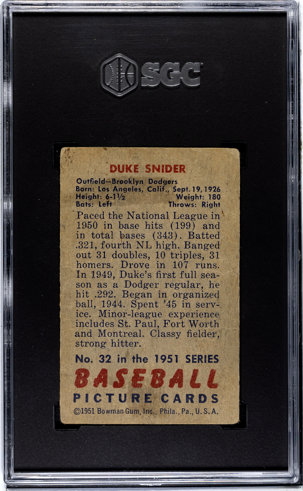 1951 Bowman Duke Snider #32 SGC 2